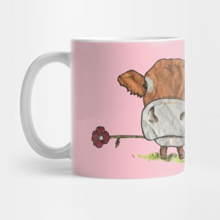 Cute Cow with Flower Mug